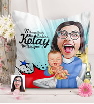BK Gift Kişiye Özel Bayan Kadın Hastalıkları Ve Doğum Uzmanı Karikatürlü  Yastık  1