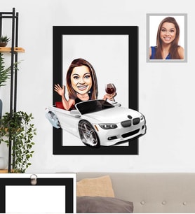 Kişiye Özel Sürücü Karikatürlü 3D Ahşap Tablo 30x47 Bayan-2