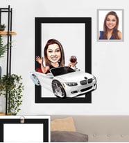 Kişiye Özel Sürücü Karikatürlü 3D Ahşap Tablo 30x47 Bayan-2