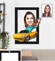 Kişiye Özel Sürücü Karikatürlü 3D Ahşap Tablo 30x47 Bayan-1