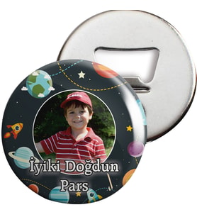 Uzay ve Gezegenler Konsept Açacaklı Magnet Kişiye Özel