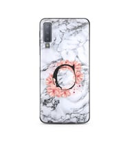 Mermer Çiçekli Harf Tasarım Süper Şeffaf Silikon Telefon Kılıfı Samsung A7 (2018