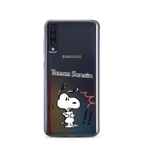 Snoopy Tasarımlı Süper Şeffaf Silikon Telefon Kılıfı Samsung A50