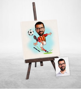 BK Gift Kişiye Özel Futbol Sarı Kırmızı Karikatür Şovaleli Doğal Taş  1