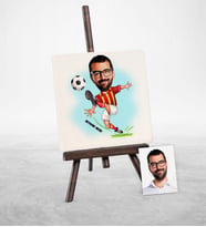 BK Gift Kişiye Özel Futbol Sarı Kırmızı Karikatür Şovaleli Doğal Taş  1