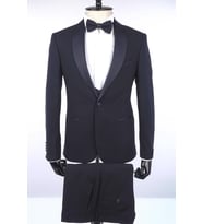Jan Carlucci Slimfit Şal Yaka Damatlık Takım Ceket - Yelek - Pantolon - Gömlek - Papyon