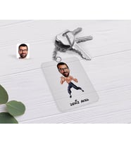 BK Gift Kişiye Özel Bruce Lee Karikatürlü Şeffaf Pleksi Anahtarlık-1 (Beyaz)