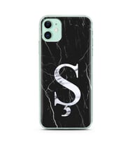 Iphone 11 Siyah Mermer Harf Tasarımlı Telefon Kılıfı Ş-Harfi 