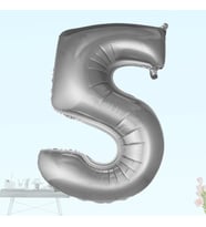 5 Yaş Rakam Folyo Balon, 100 cm - Gümüş (STD)