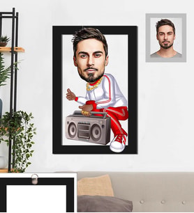 Kişiye Özel Rapçi Karikatürlü 3D Ahşap Tablo 30x47 Bay-4