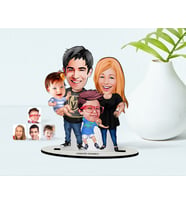 BK Gift Kişiye Özel Aile Karikatür Ahşap Biblo  3