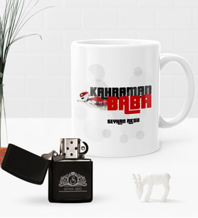 BK Gift Kişiye Özel Kahraman Baba Benzinli Çakmak ve Kupa Seti-2 (Model 1)
