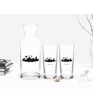 BK Gift Kişiye Özel Renkli Baskılı Nevşehir Tasarımlı Turistik İkili Rakı Bardağı ve Karaf Hediye Seti-2 (Beyaz)