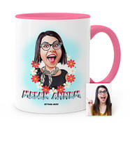 BK Gift Kişiye Özel Melek Annem Karikatür Pembe Kupa Bardak