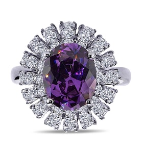 Lova Pırlantalı Oval Ametist Yüzük - 1030163
