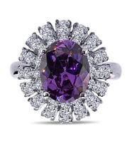Lova Pırlantalı Oval Ametist Yüzük - 1030163