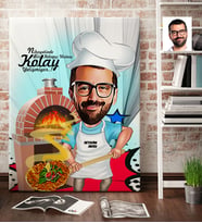 BK Gift Kişiye Özel Bay Kebapçı Ustası Karikatür Kanvas Tablo 70x100cm 1