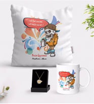 BK Gift Kişiye Özel Resim Öğretmeni Beyaz Kupa Yastık ve İsimli Papatya Kolye Hediye Seti-1 (Model 1)