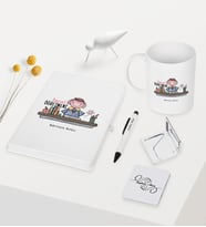 BK Gift Kişiye Özel Anasınıfı Öğretmeni Temalı Beyaz Defter Kalem Kupa Ayna Seti - 3