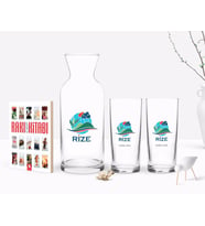 BK Gift Kişiye Özel Renkli Baskılı Rize Tasarımlı Turistik İkili Rakı Bardağı Karaf ve Cep Kitabı Hediye Seti-1 (Model 1)