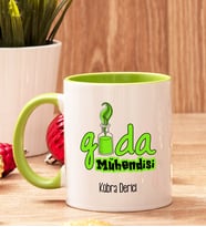 Gıda Mühendisine Hediye İçi Ve Kulpu Renkli Kupa Bardak