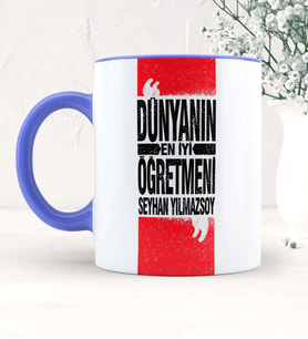 BK Gift Kişiye Özel Dünyanın En İyi Öğretmeni Mavi Kupa Bardak