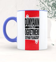 BK Gift Kişiye Özel Dünyanın En İyi Öğretmeni Mavi Kupa Bardak