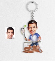 BK Gift Kişiye Özel Bay Tenis Oyuncusu Karikatür Anahtarlık