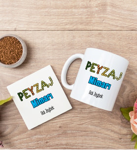 Peyzaj Mimarı Beyaz Kupa Bardak Ve Bardak Altlığı Seti