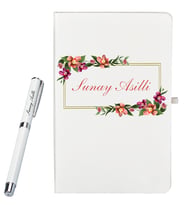 Kişiye Özel Şık Tasarımlı Beyaz Defter Ve Beyaz Kalem Seti