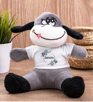 Çiçek Desenli İsme Özel Peluş Eşek