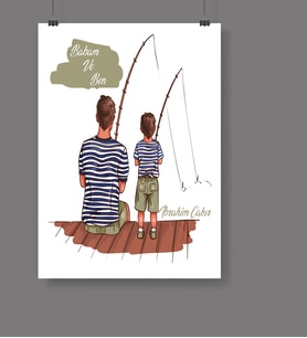 BK Gift Kişiye Özel Babalar Günü Temalı Afiş Poster  50x70 Cm 26649