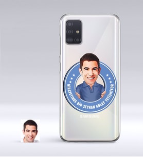 BK Gift Kişiye Özel Erkek Kolay Yetişmiyor Karikatürlü Samsung Galaxy A51 İnce Şeffaf Silikon Telefon Kapağı-3 (Beyaz)