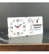 Edebiyat Öğretmeni Ahşap Masa Saati 002