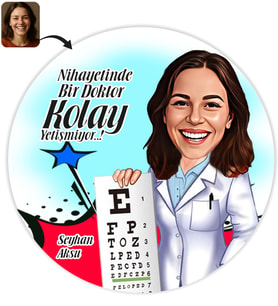 BK Gift Kişiye Özel Bayan Göz Doktoru Karikatür Baskılı Yaş Pasta İçin Yenilebilir Şekerli Kağıt  1(Sadece Kağıt)