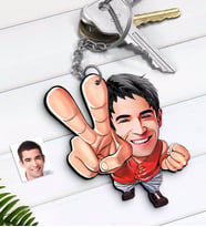 BK Gift Kişiye Özel Bay Karikatürlü Ahşap Anahtarlık-33 (Beyaz)