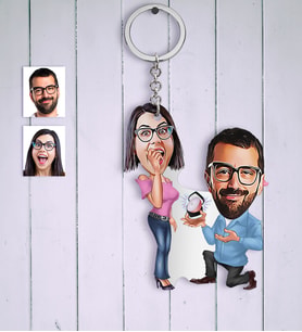 BK Gift Kişiye Özel Evlilik Teklifi Karikatür Anahtarlık