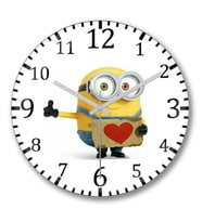 Minion2 Duvar Saati Bombeli Gercek Cam