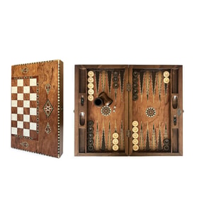 Helena Wood Art King El Yapımı Ahşap Tavla Seti Geniş
