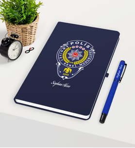 BK Gift Kişiye Özel Polis Temalı Lacivert Defter Kalem Seti - 2