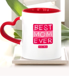 BK Gift Kişiye Özel En İyi Anne Kırmızı Kalpli Kupa Bardak  3