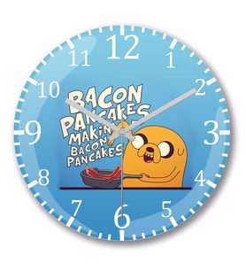 Adventure Time Bacon Pancakes  Duvar  Saati  Bombeli Gercek Cam