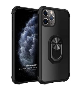 Microsonic Apple iPhone 11 Pro Max Kılıf Grande Clear Ring Holder Siyah