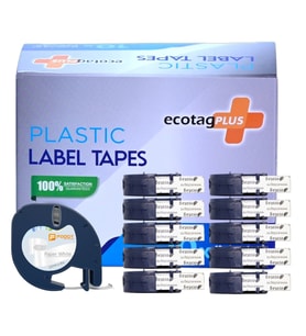 EcotagPlus Kağıt Şerit Etiket Beyaz 12mmx4mt 10 lu Eko Paket