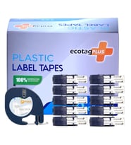 EcotagPlus Kağıt Şerit Etiket Beyaz 12mmx4mt 10 lu Eko Paket