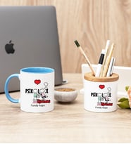 Psikoloji Öğretmeni Mavi Kupa Bardak Ve Kalemlik Hediye Seti