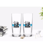 BK Gift Kişiye Özel Renkli Baskılı Kaptan Tasarımlı İkili Rakı Bardağı Seti-8 (Beyaz)