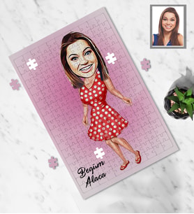 Kişiye Özel Bayan Karikatürlü A4 99 Parça Puzzle Model-4