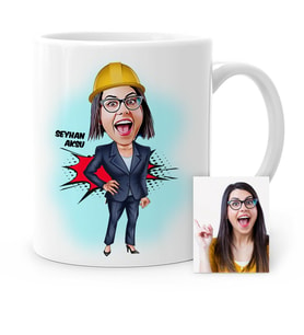 BK Gift Kişiye Özel Mühendis Karikatür Beyaz Kupa Bardak  2