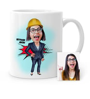 BK Gift Kişiye Özel Mühendis Karikatür Beyaz Kupa Bardak  2